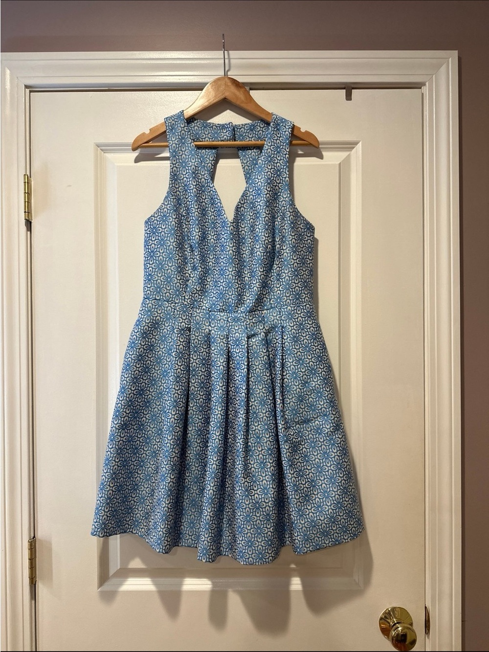 Banana Republic 6P Blue White Fit & Flare Dress w/ Pockets
